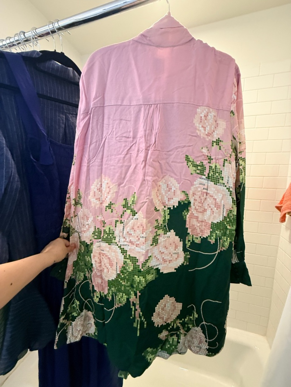Maeve Anthropologie Caroline Floral Tie Neck Dress Pink Green XL - Picture 2 of 5